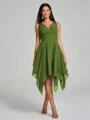 A-Line/Princess V-neck Knee-Length Sleeveless Chiffon Bridesmaid Dress