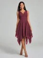 A-Line/Princess V-neck Knee-Length Sleeveless Chiffon Bridesmaid Dress