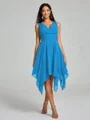 A-Line/Princess V-neck Knee-Length Sleeveless Chiffon Bridesmaid Dress