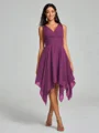 A-Line/Princess V-neck Knee-Length Sleeveless Chiffon Bridesmaid Dress