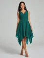 A-Line/Princess V-neck Knee-Length Sleeveless Chiffon Bridesmaid Dress