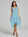 A-Line/Princess V-neck Knee-Length Sleeveless Chiffon Bridesmaid Dress