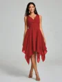 A-Line/Princess V-neck Knee-Length Sleeveless Chiffon Bridesmaid Dress
