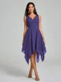 A-Line/Princess V-neck Knee-Length Sleeveless Chiffon Bridesmaid Dress