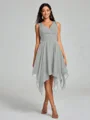 A-Line/Princess V-neck Knee-Length Sleeveless Chiffon Bridesmaid Dress