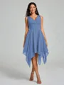 A-Line/Princess V-neck Knee-Length Sleeveless Chiffon Bridesmaid Dress