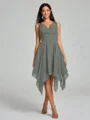 A-Line/Princess V-neck Knee-Length Sleeveless Chiffon Bridesmaid Dress