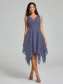 A-Line/Princess V-neck Knee-Length Sleeveless Chiffon Bridesmaid Dress