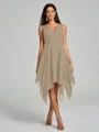 A-Line/Princess V-neck Knee-Length Sleeveless Chiffon Bridesmaid Dress