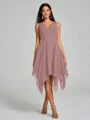 A-Line/Princess V-neck Knee-Length Sleeveless Chiffon Bridesmaid Dress