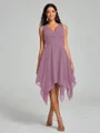 A-Line/Princess V-neck Knee-Length Sleeveless Chiffon Bridesmaid Dress