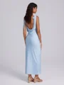 Sheath Scoop Bow Ankle-Length Jersey Bridesmaid Dress