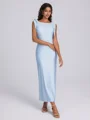 Sheath Scoop Bow Ankle-Length Jersey Bridesmaid Dress