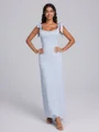 Sheath Square Bow Ankle-Length Bridesmaid Dress