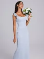 Sheath Square Bow Ankle-Length Bridesmaid Dress