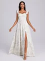 A-line Square Beading Floor-Length Corset Bridesmaid Dress