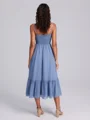 A-line V-neck Pleated Tea-Length Chiffon Bridesmaid Dress
