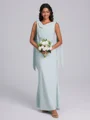Sheath Cowl Floor-Length Stretch Crepe Bridesmaid Dress