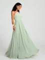 A-line/Princess One-Shoulder Floor-Length Sleeveless Chiffon Bridesmaid Dress