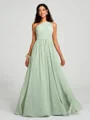 A-line/Princess One-Shoulder Floor-Length Sleeveless Chiffon Bridesmaid Dress