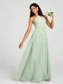 A-line/Princess One-Shoulder Floor-Length Sleeveless Chiffon Bridesmaid Dress
