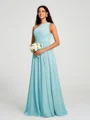 A-line/Princess One-Shoulder Floor-Length Sleeveless Chiffon Bridesmaid Dress
