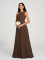 A-line/Princess One-Shoulder Floor-Length Sleeveless Chiffon Bridesmaid Dress