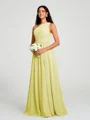 A-line/Princess One-Shoulder Floor-Length Sleeveless Chiffon Bridesmaid Dress