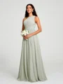 A-line/Princess One-Shoulder Floor-Length Sleeveless Chiffon Bridesmaid Dress