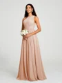 A-line/Princess One-Shoulder Floor-Length Sleeveless Chiffon Bridesmaid Dress
