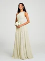 A-line/Princess One-Shoulder Floor-Length Sleeveless Chiffon Bridesmaid Dress