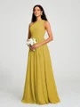 A-line/Princess One-Shoulder Floor-Length Sleeveless Chiffon Bridesmaid Dress