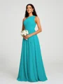 A-line/Princess One-Shoulder Floor-Length Sleeveless Chiffon Bridesmaid Dress