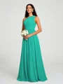 A-line/Princess One-Shoulder Floor-Length Sleeveless Chiffon Bridesmaid Dress