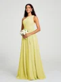 A-line/Princess One-Shoulder Floor-Length Sleeveless Chiffon Bridesmaid Dress
