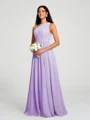 A-line/Princess One-Shoulder Floor-Length Sleeveless Chiffon Bridesmaid Dress