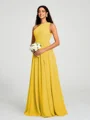 A-line/Princess One-Shoulder Floor-Length Sleeveless Chiffon Bridesmaid Dress
