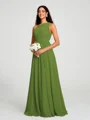 A-line/Princess One-Shoulder Floor-Length Sleeveless Chiffon Bridesmaid Dress