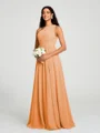 A-line/Princess One-Shoulder Floor-Length Sleeveless Chiffon Bridesmaid Dress