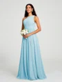 A-line/Princess One-Shoulder Floor-Length Sleeveless Chiffon Bridesmaid Dress
