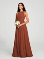 A-line/Princess One-Shoulder Floor-Length Sleeveless Chiffon Bridesmaid Dress