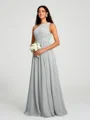 A-line/Princess One-Shoulder Floor-Length Sleeveless Chiffon Bridesmaid Dress