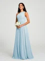 A-line/Princess One-Shoulder Floor-Length Sleeveless Chiffon Bridesmaid Dress
