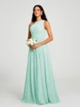 A-line/Princess One-Shoulder Floor-Length Sleeveless Chiffon Bridesmaid Dress