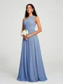 A-line/Princess One-Shoulder Floor-Length Sleeveless Chiffon Bridesmaid Dress