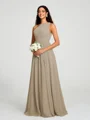 A-line/Princess One-Shoulder Floor-Length Sleeveless Chiffon Bridesmaid Dress
