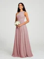 A-line/Princess One-Shoulder Floor-Length Sleeveless Chiffon Bridesmaid Dress