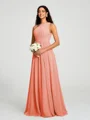 A-line/Princess One-Shoulder Floor-Length Sleeveless Chiffon Bridesmaid Dress