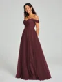 A-line/Princess Off-the-Shoulder Floor-Length Sleeveless Tulle Bridesmaid Dress