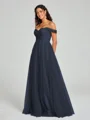 A-line/Princess Off-the-Shoulder Floor-Length Sleeveless Tulle Bridesmaid Dress